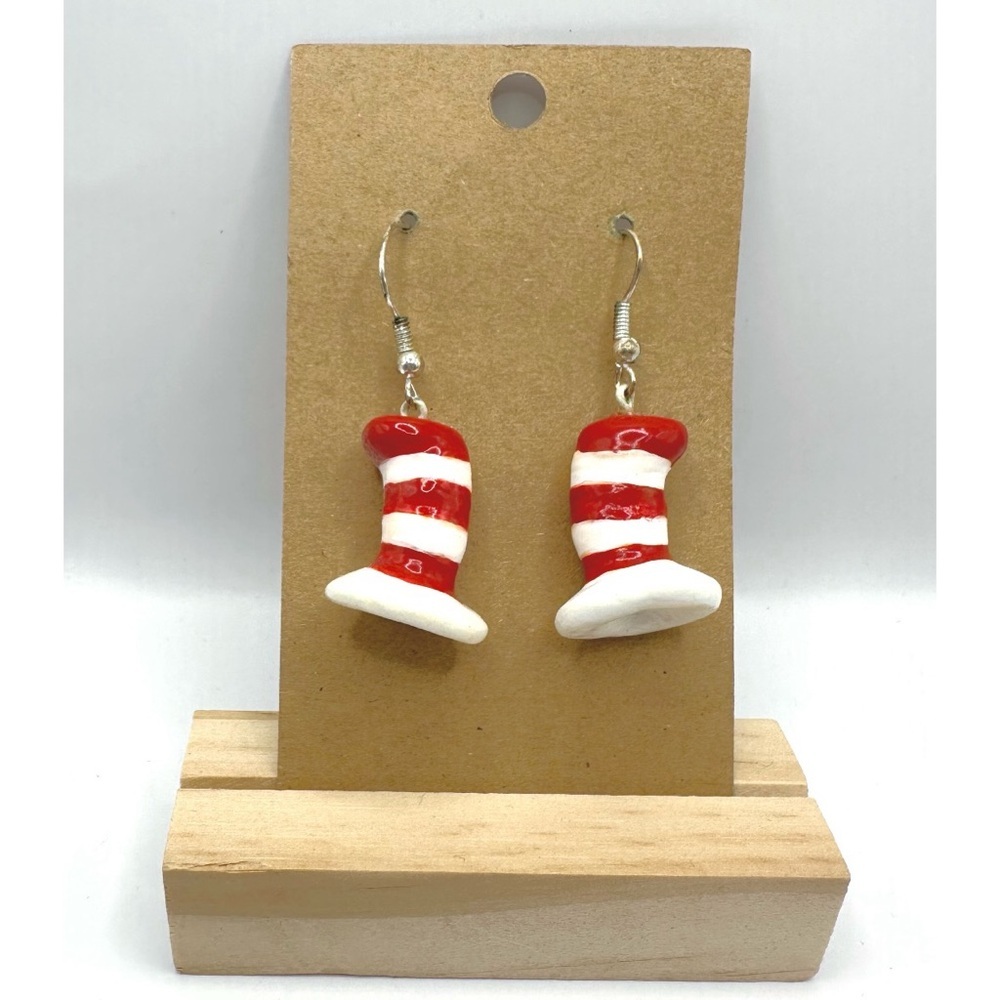 Dr. Seuss's The Cat in the Hat polymer clay earrings
